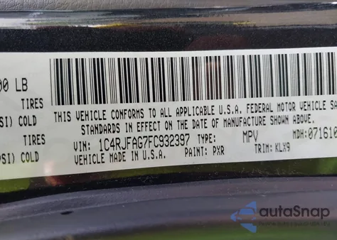 2015 Jeep Grand Cherokee Altitude из США, поврежденный, VIN 1C4RJFAG7FC932397